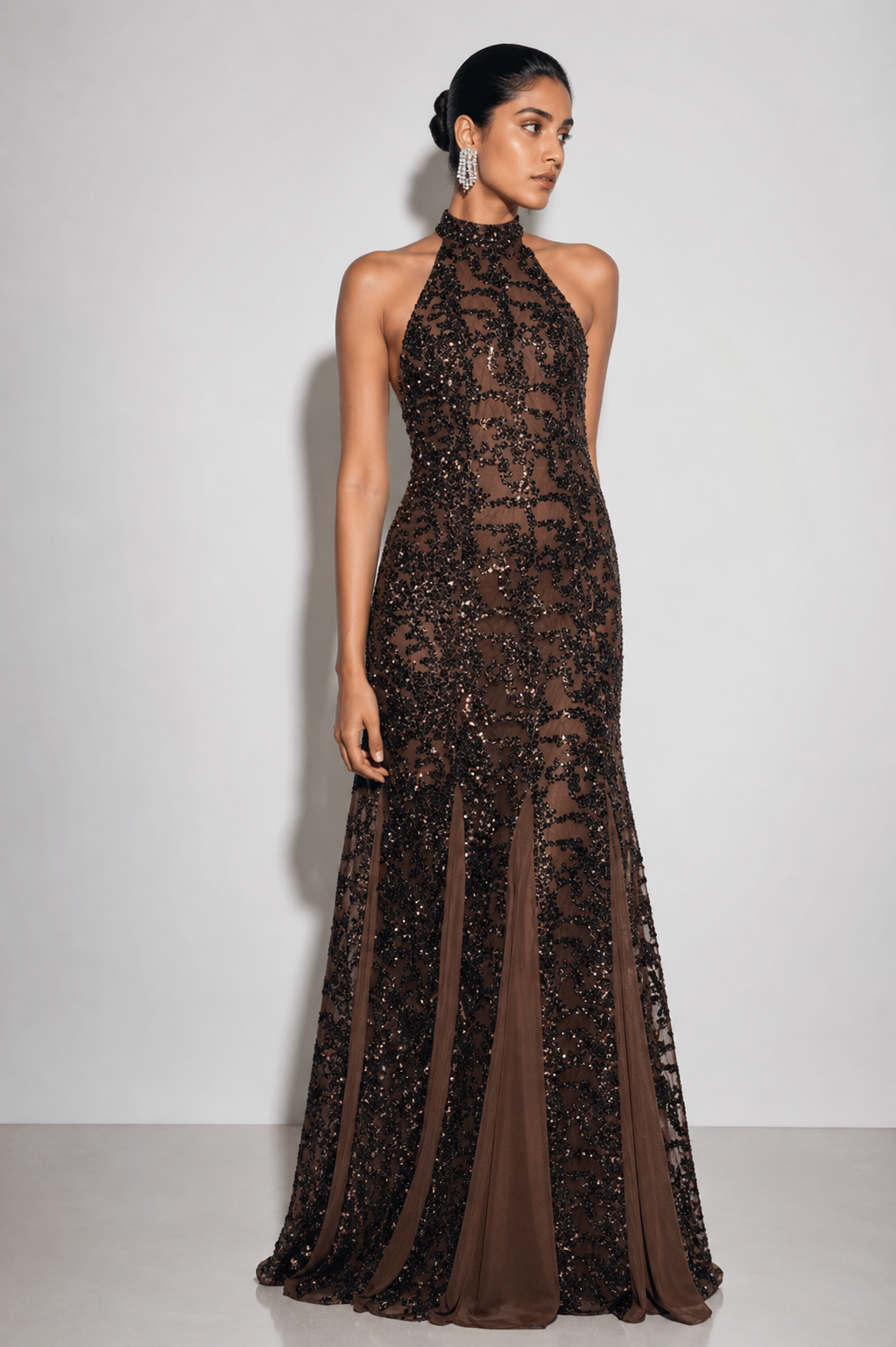 Meagan Zara Long Sequins Party Dress
