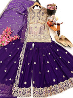 Designer Readymade Trending Purple sharara suit set