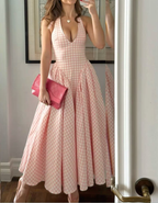 Malaika Summer Halter Plaid Dress - 24th Spoke