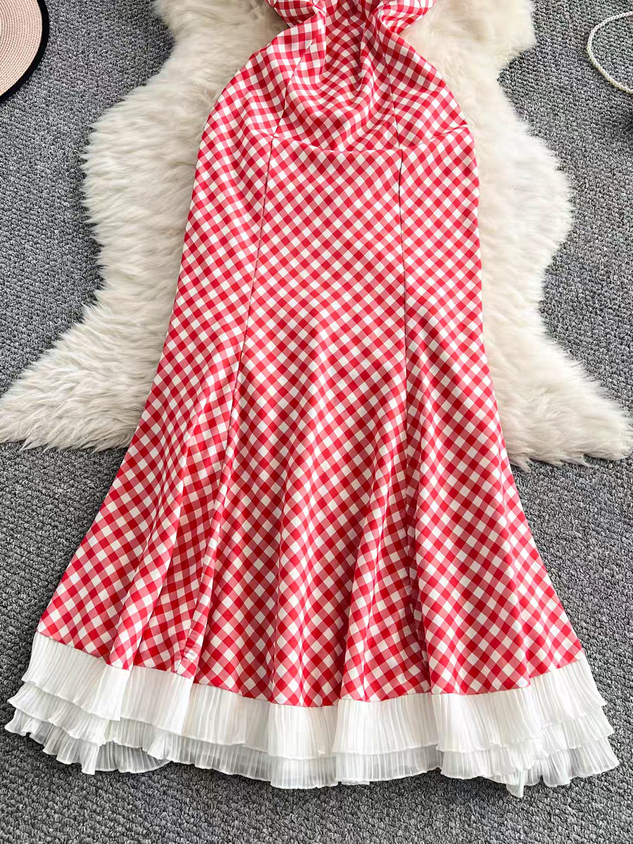 Scarlett Summer Plaid Ruffle Dress