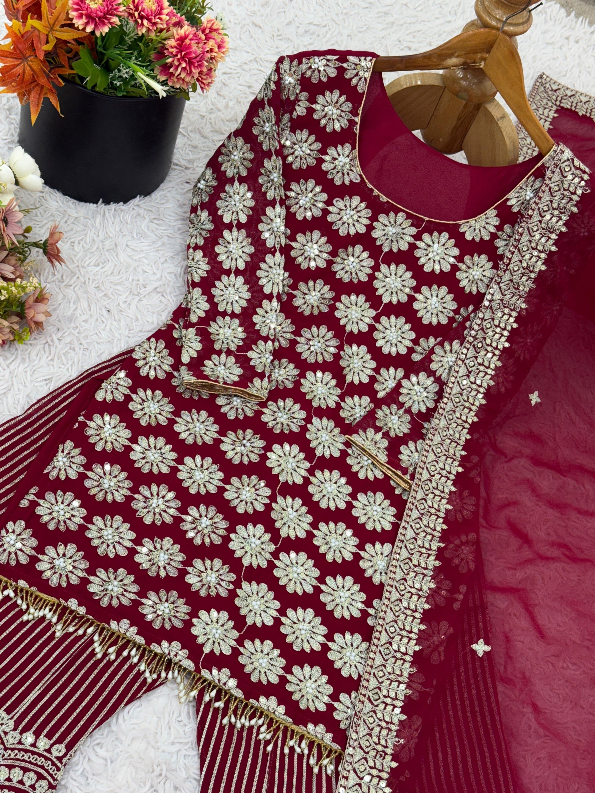 Ready to wear embroidery Sharara set for Festive and Wedding