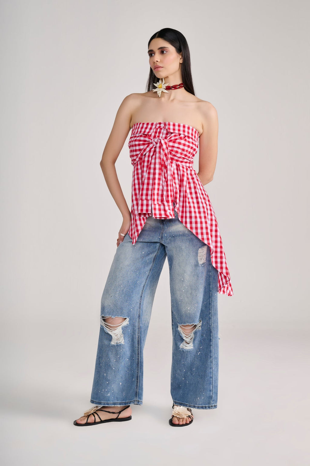 Mrunal Summer Plaid Top