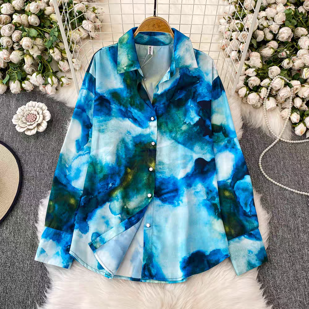 Ashley Summer Printed Tie Dye High Quality Shirt