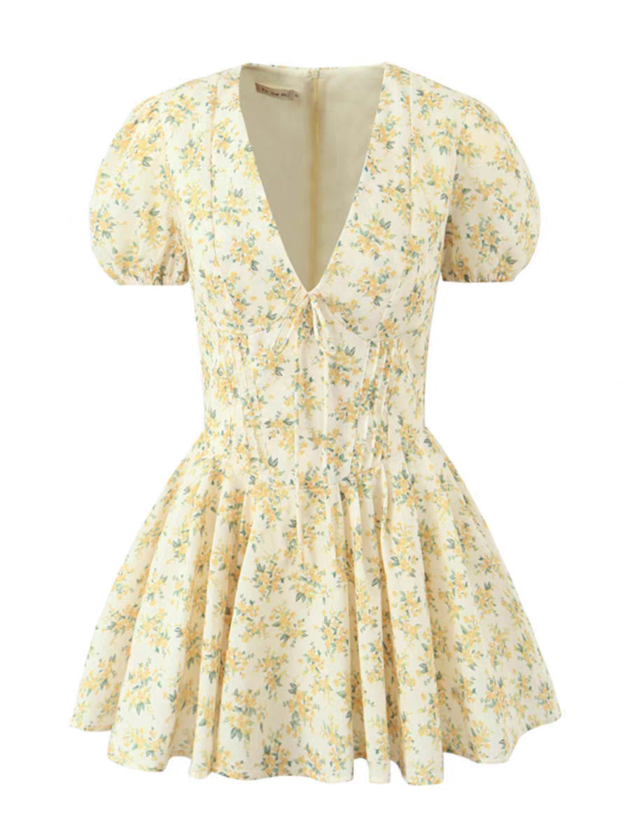 Nina Summer Floral V Neck Dress - 24th Spoke