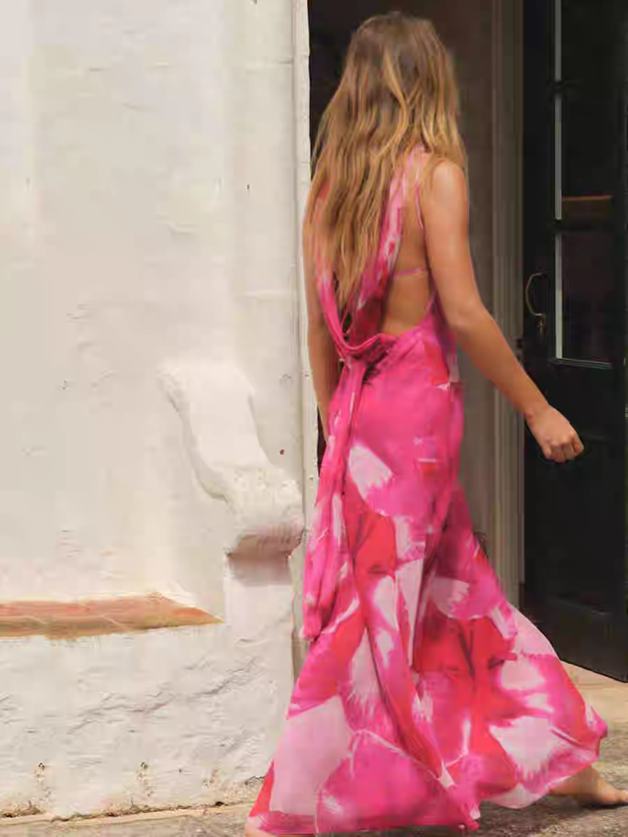 Disha Summer V Neck Dress With Scarf - 24th Spoke