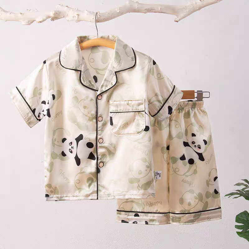 Kids Velvet Ice Silk Summer Night Suit