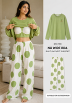 Built-in Bra Padded Nightwear for Women - Cotton Pajama Set
