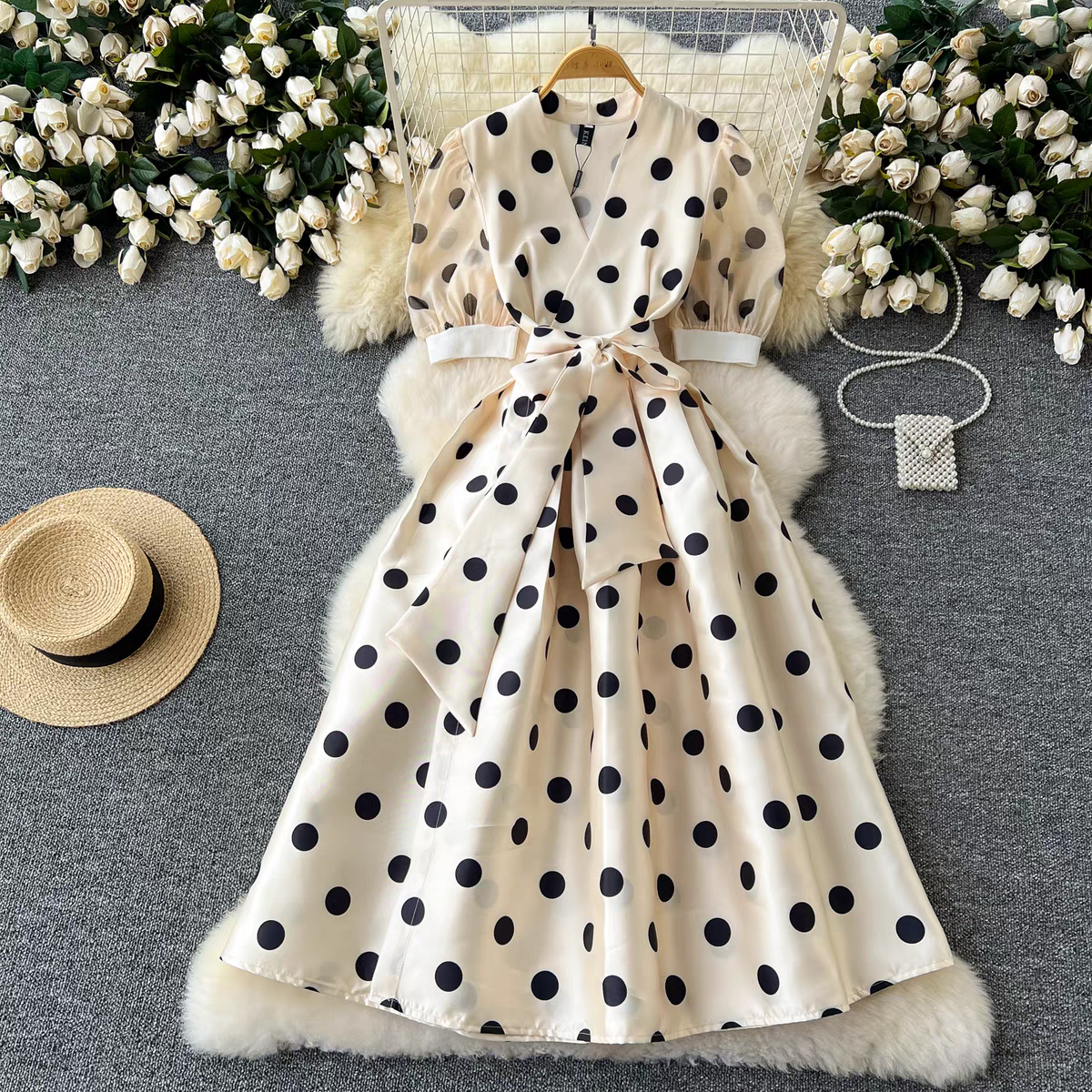 Taylor Summer Luxury French Polka Dress - 24th Spoke