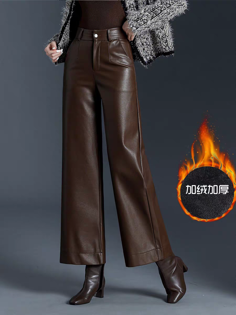 Sandra Winter Fleece Leather Pant