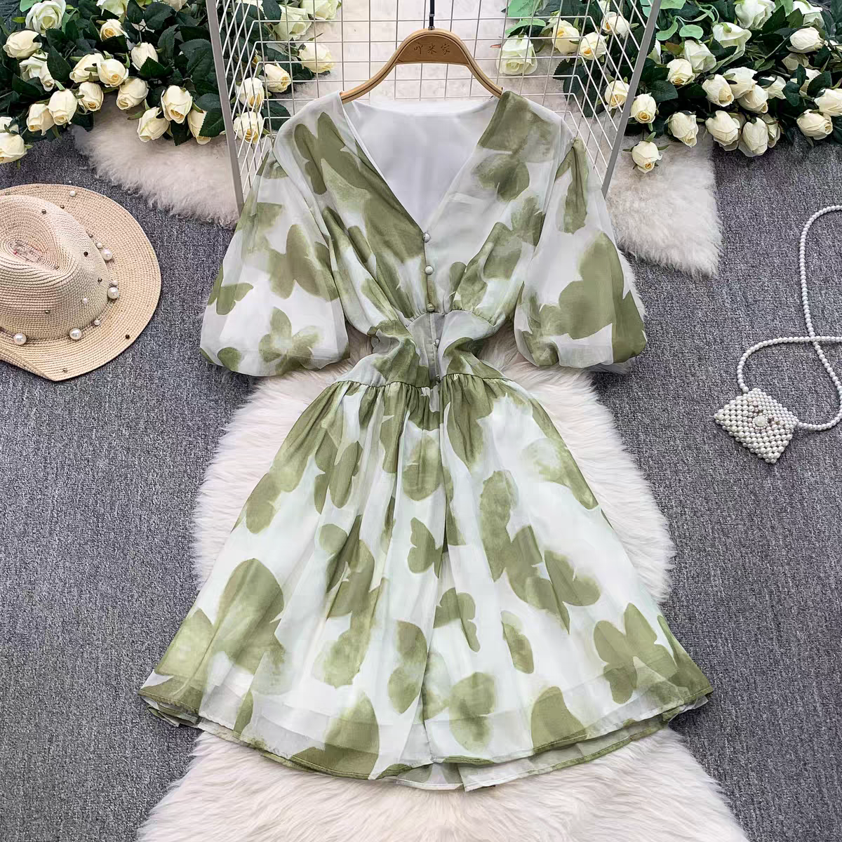 Jeanne Summer V neck Summer Vacation Dress