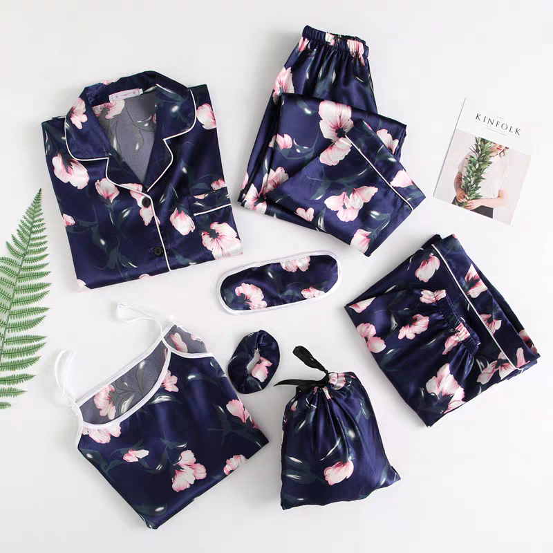 7 Piece Silk Night Suit