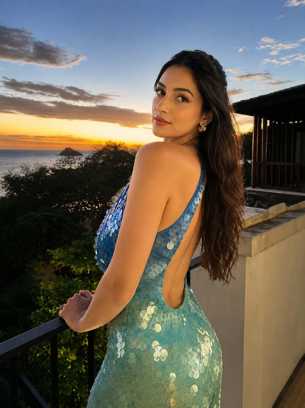 Ashley Sequins Backless Party Dress