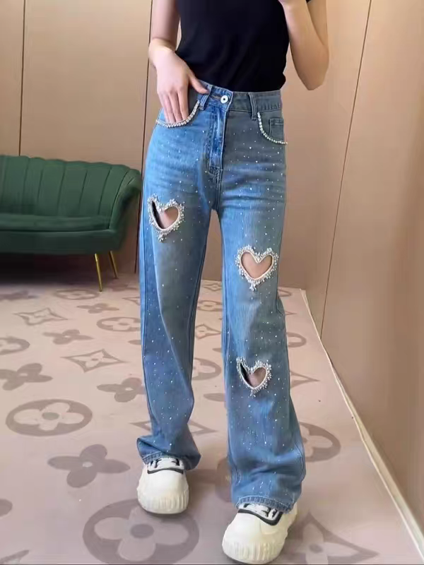 Samantha Diamond Stud High Quality Heart Shaped Denim