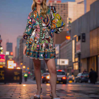 Eliot Summer Printed Retro Dress - 24th Spoke