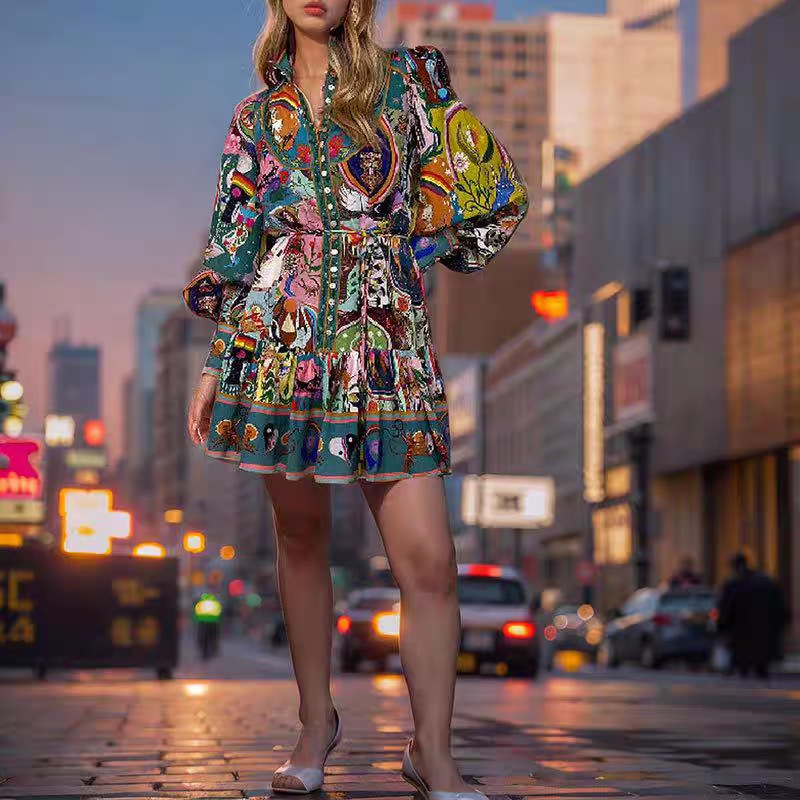 Eliot Summer Printed Retro Dress - 24th Spoke