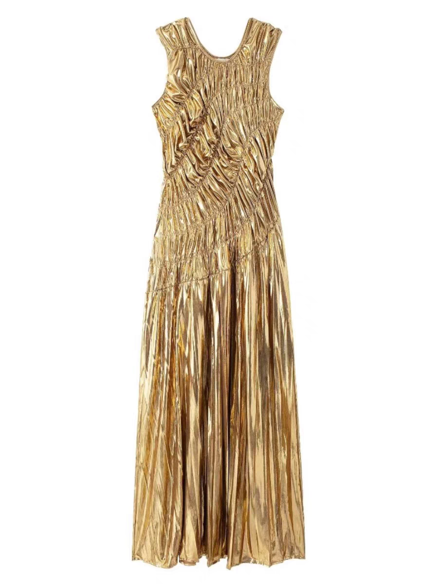 Michelle Summer Golden Party Dress - 24th Spoke