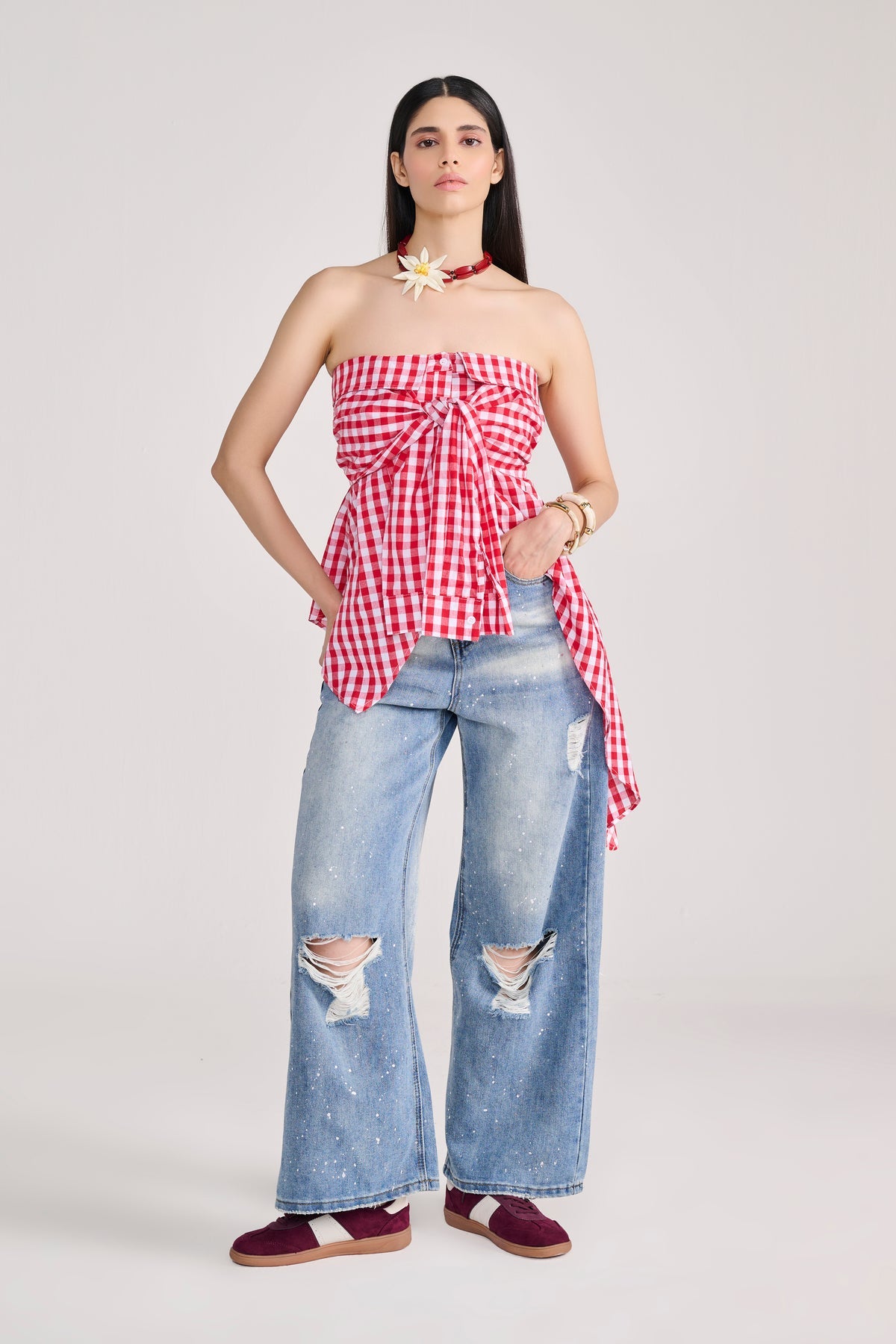 Mrunal Summer Plaid Top