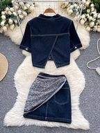 Victoria Summer Denim Two Piece Set