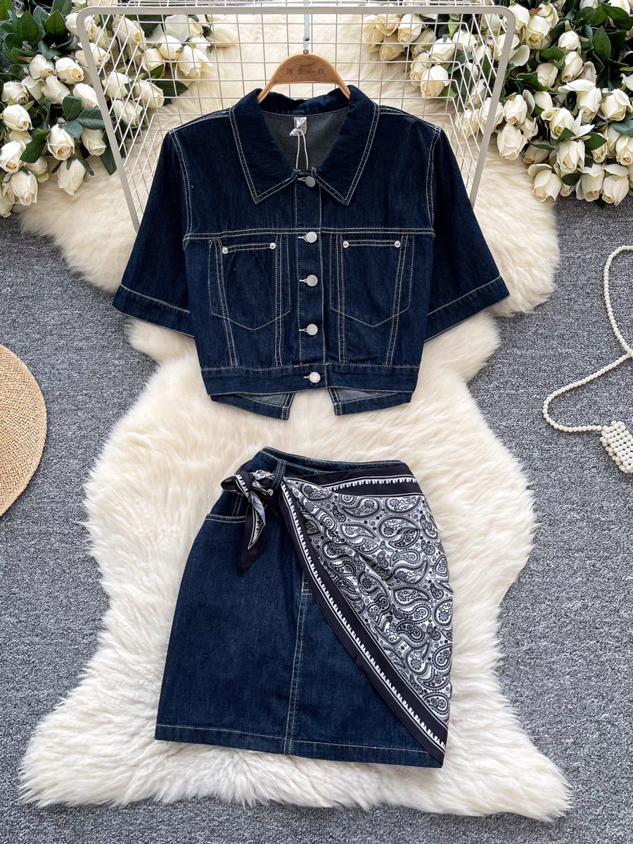 Victoria Summer Denim Two Piece Set