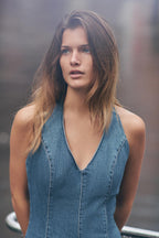 Claire Halter Neck Denim Dress