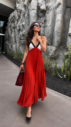 Ashley Summer Beaded Pleated Dress