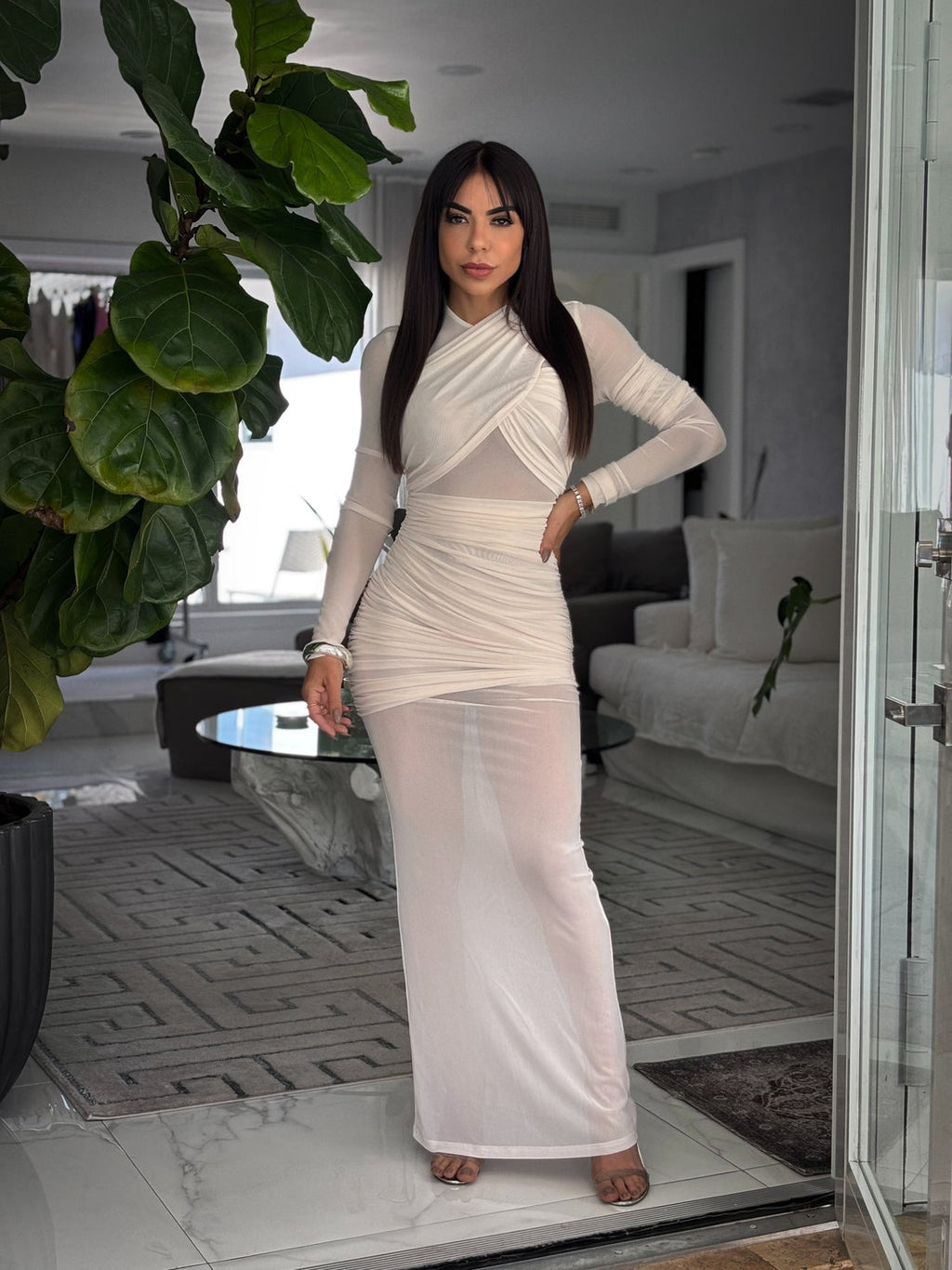 Catherine Summer Mesh Milk Silk Dress