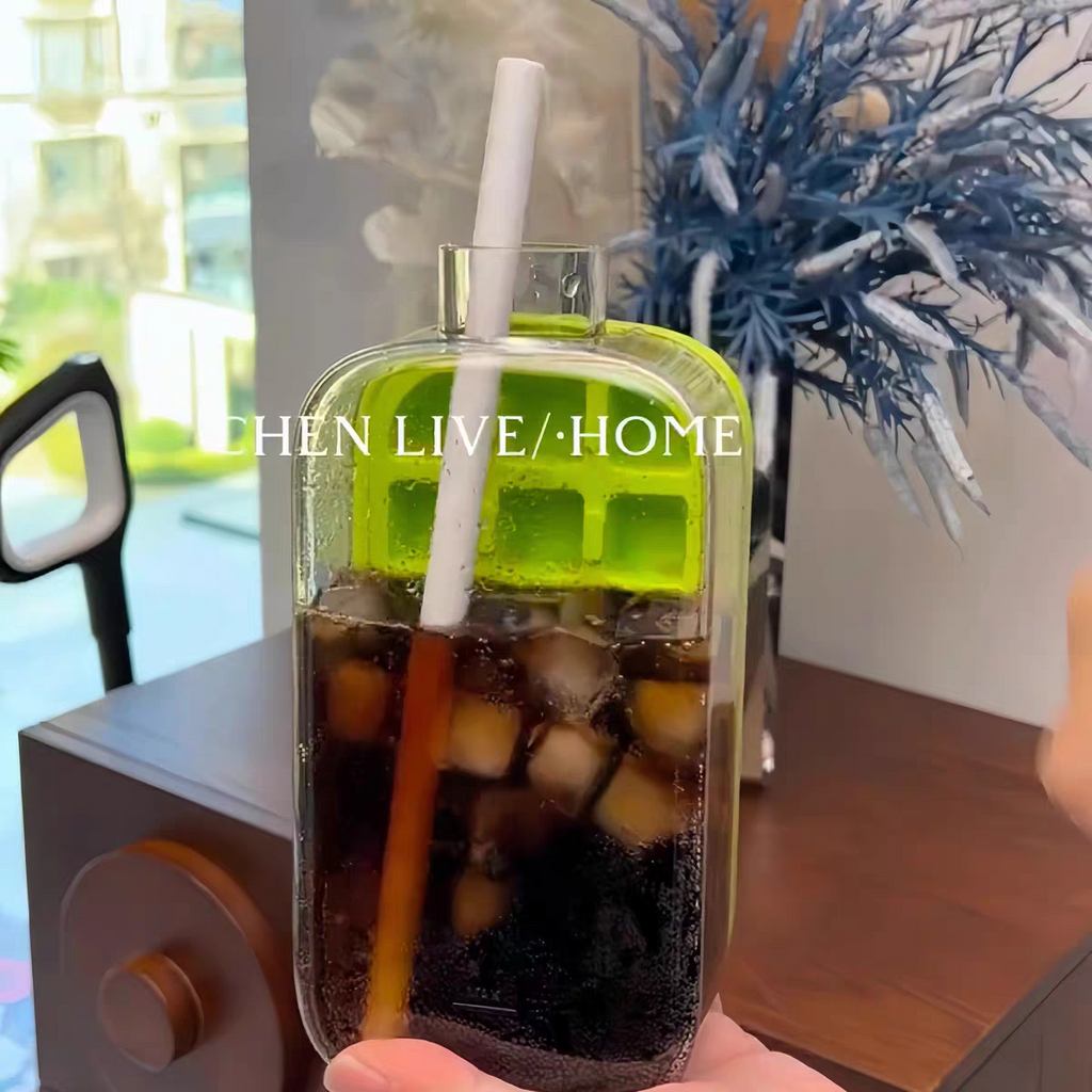 Summer Portable Ice Cube Bottle With Straw