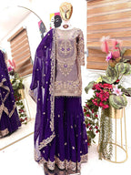 Designer Readymade Trending Purple sharara suit set