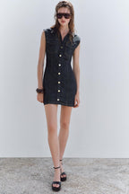 Kate Summer Denim Mini Pleated Dress