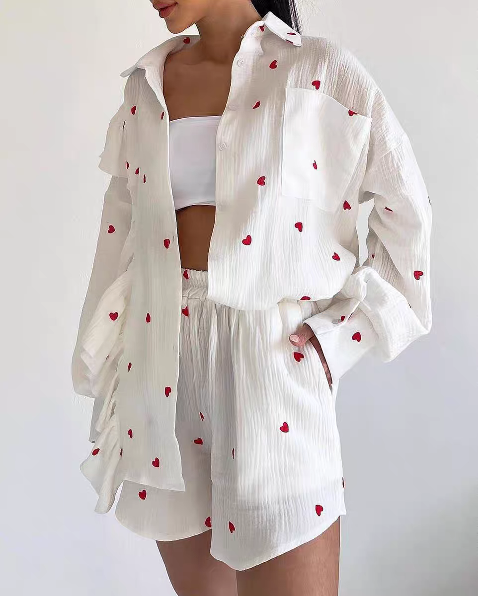 Anna Summer Heart Print Pajamas Set