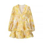 Alison Summer V Neck Puff Sleeves Dress - 24th Spoke