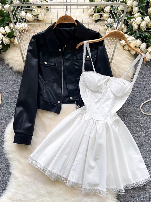 Leather Jacket Winter Club Outfits For Females Noori Women's BLACK