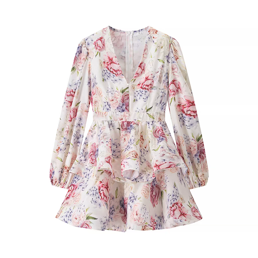 Alison Summer V Neck Puff Sleeves Dress - 24th Spoke