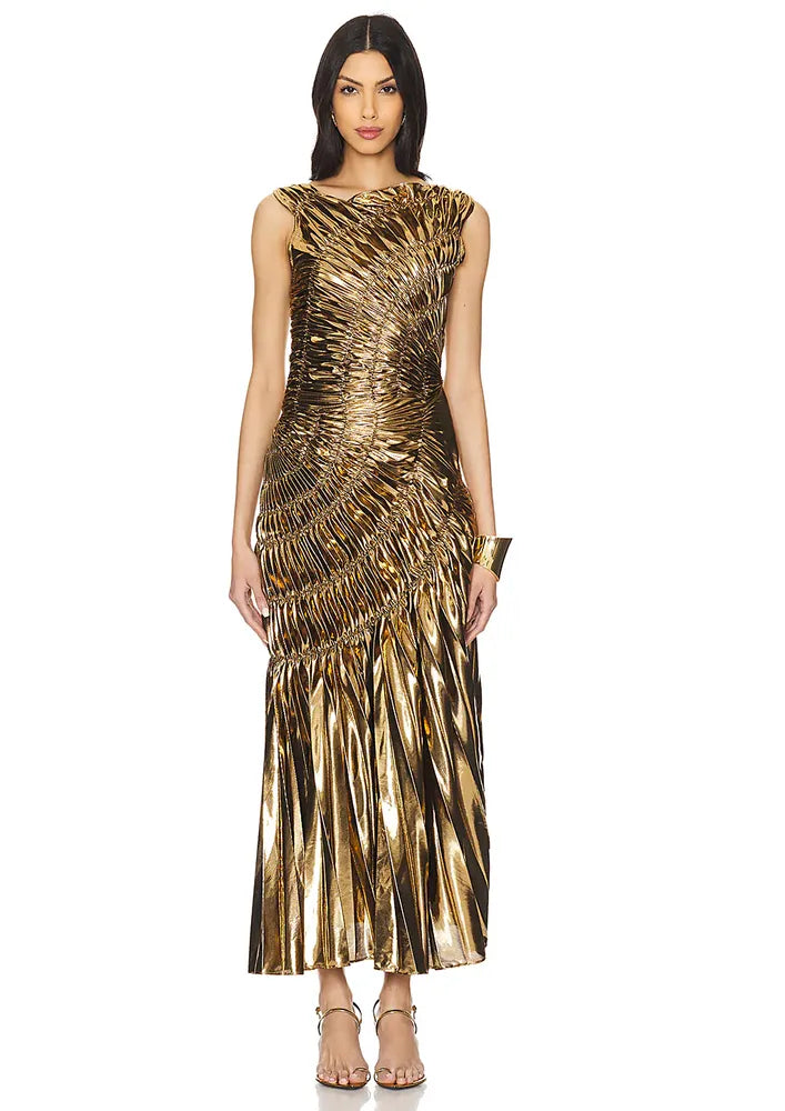 Michelle Summer Golden Party Dress - 24th Spoke