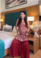 Beautiful Brick Red Rust Colour Readymade sharara set for Festive and Wedding