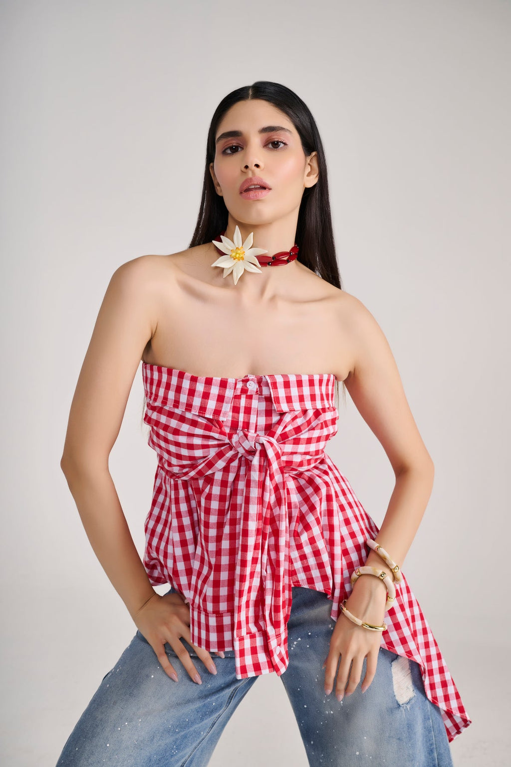 Mrunal Summer Plaid Top