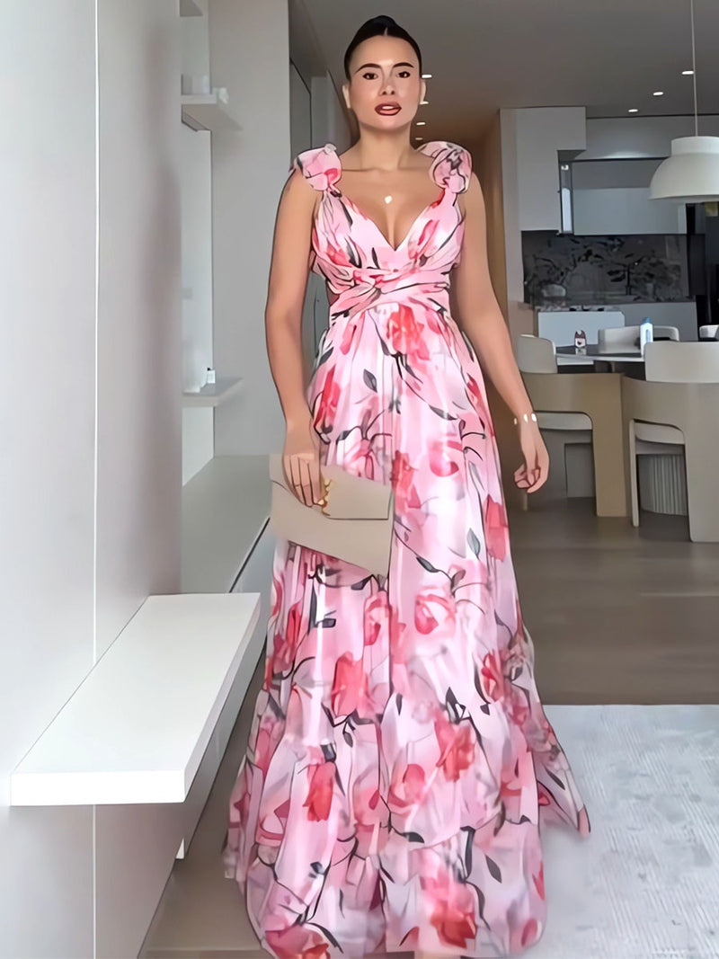 Nicole Summer Luxury Ruffle Party Dress