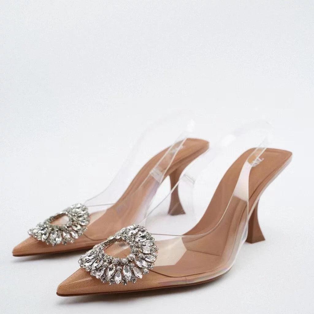 Zara Rhinestone Fairy Crystal Heels With Zara Label EU 35