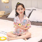 Kids Velvet Ice Silk Summer Night Suit