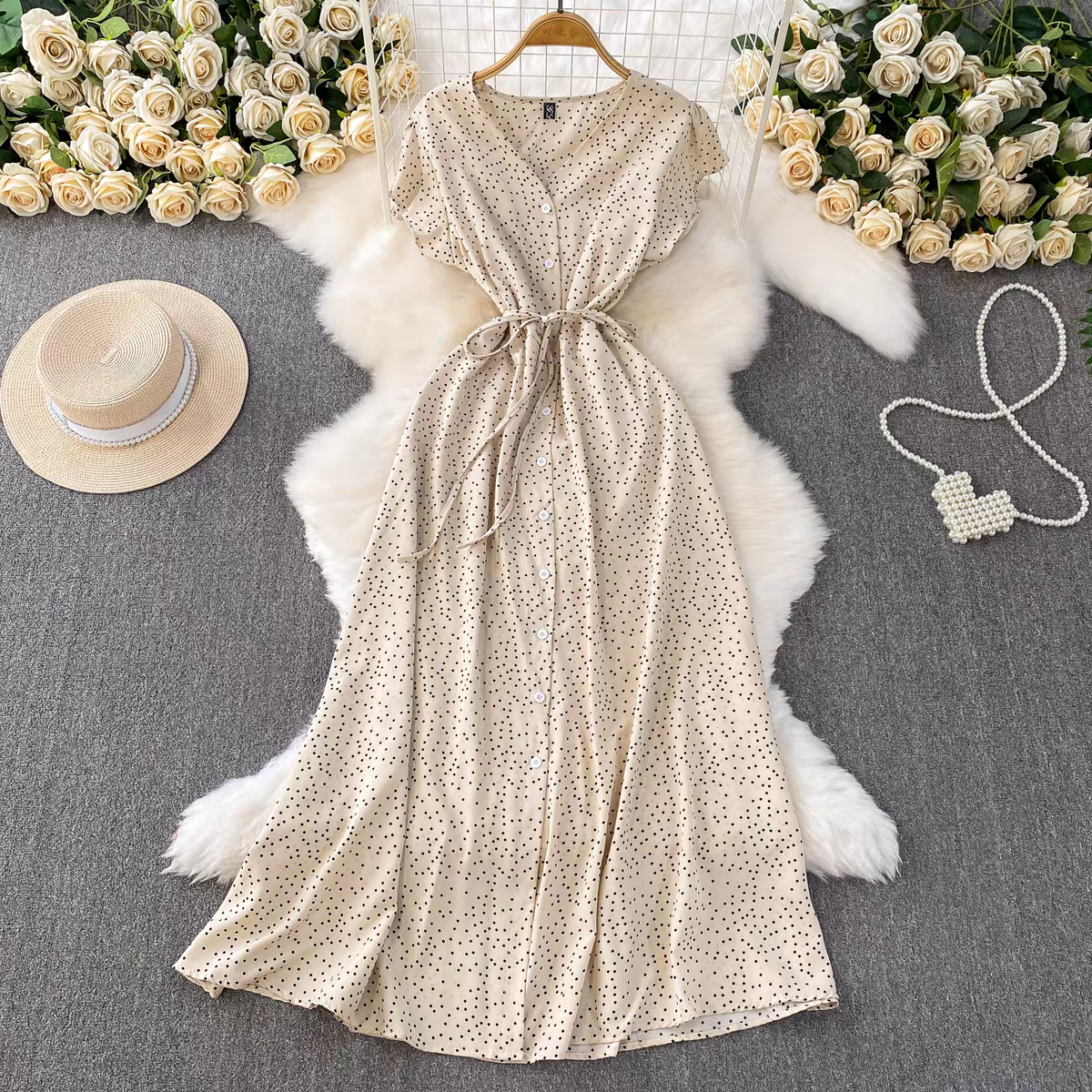 Katherine Summer Polka A Line Mid Length Dress