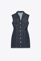 Kate Summer Denim Mini Pleated Dress