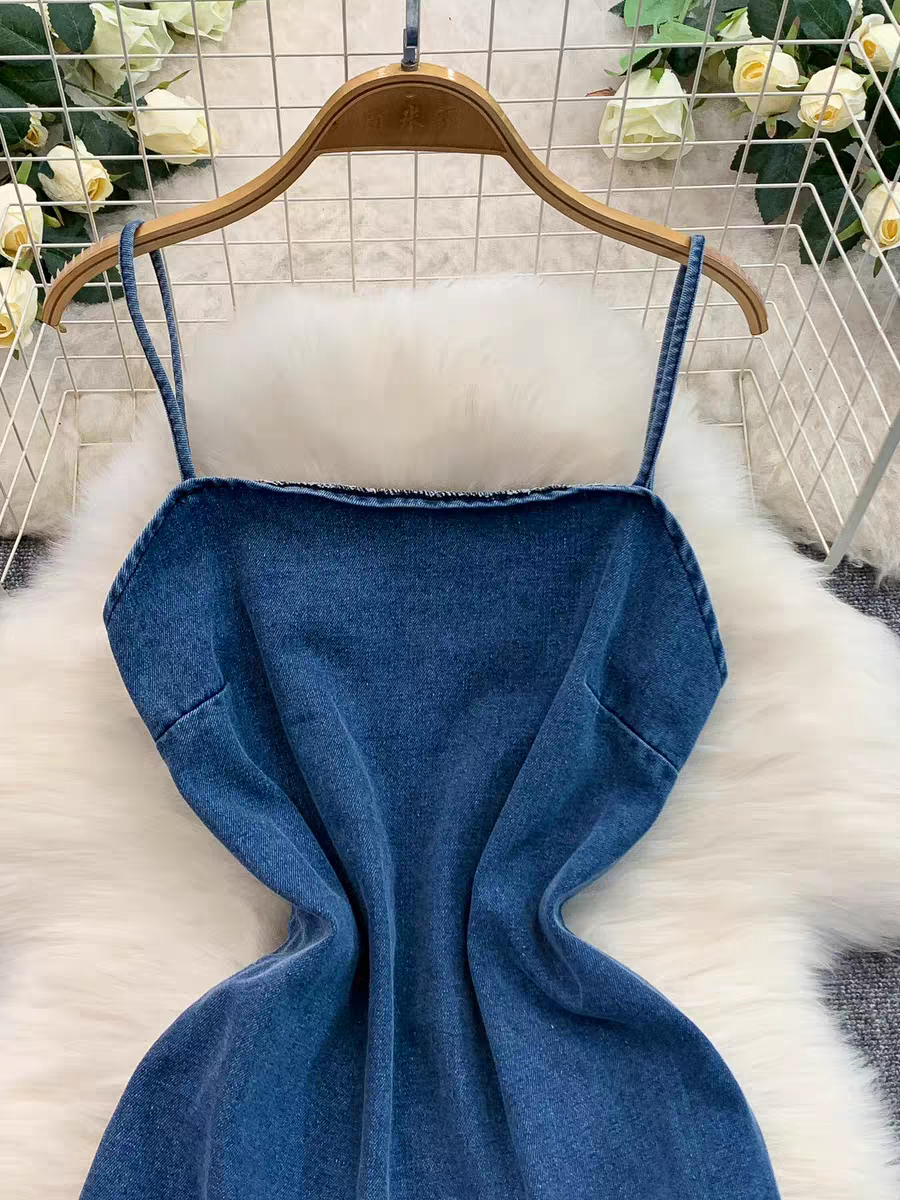 Diane Summer Denim A Line Lace Dress