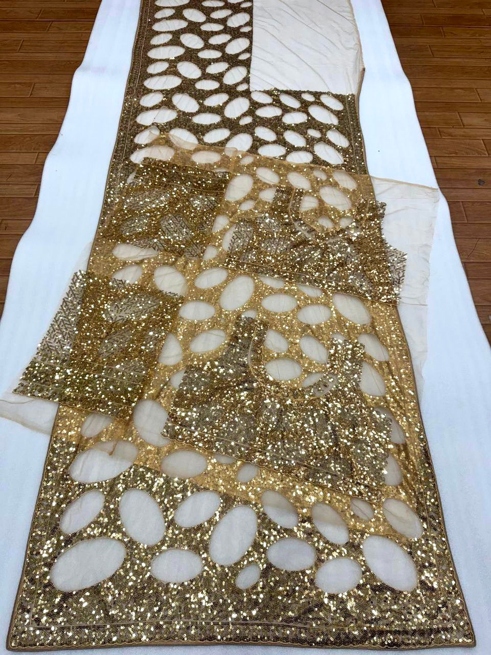 Classic Instagram Trending Golden Sequine saree for party and cocktail look