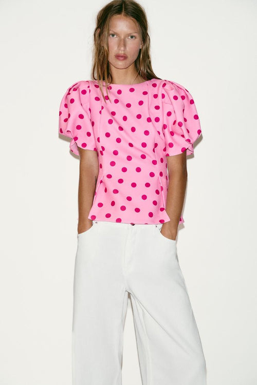 Sydney Puff Sleeve Polka Dot Top