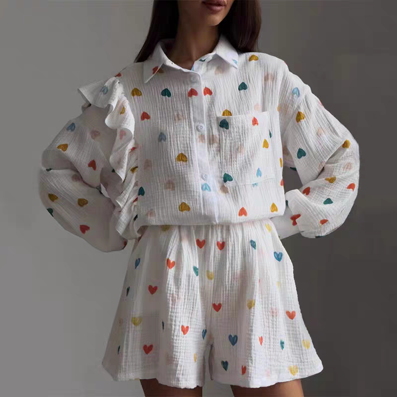 Anna Summer Heart Print Pajamas Set