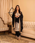Celebrity Krystal DSouza Black Ready to wear georgette Suit set