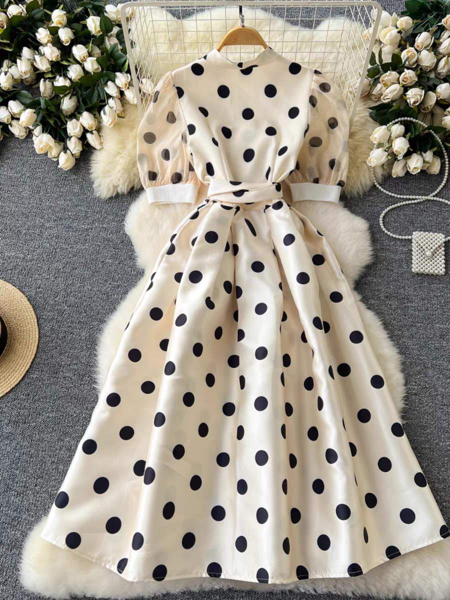 Taylor Summer Luxury French Polka Dress - 24th Spoke