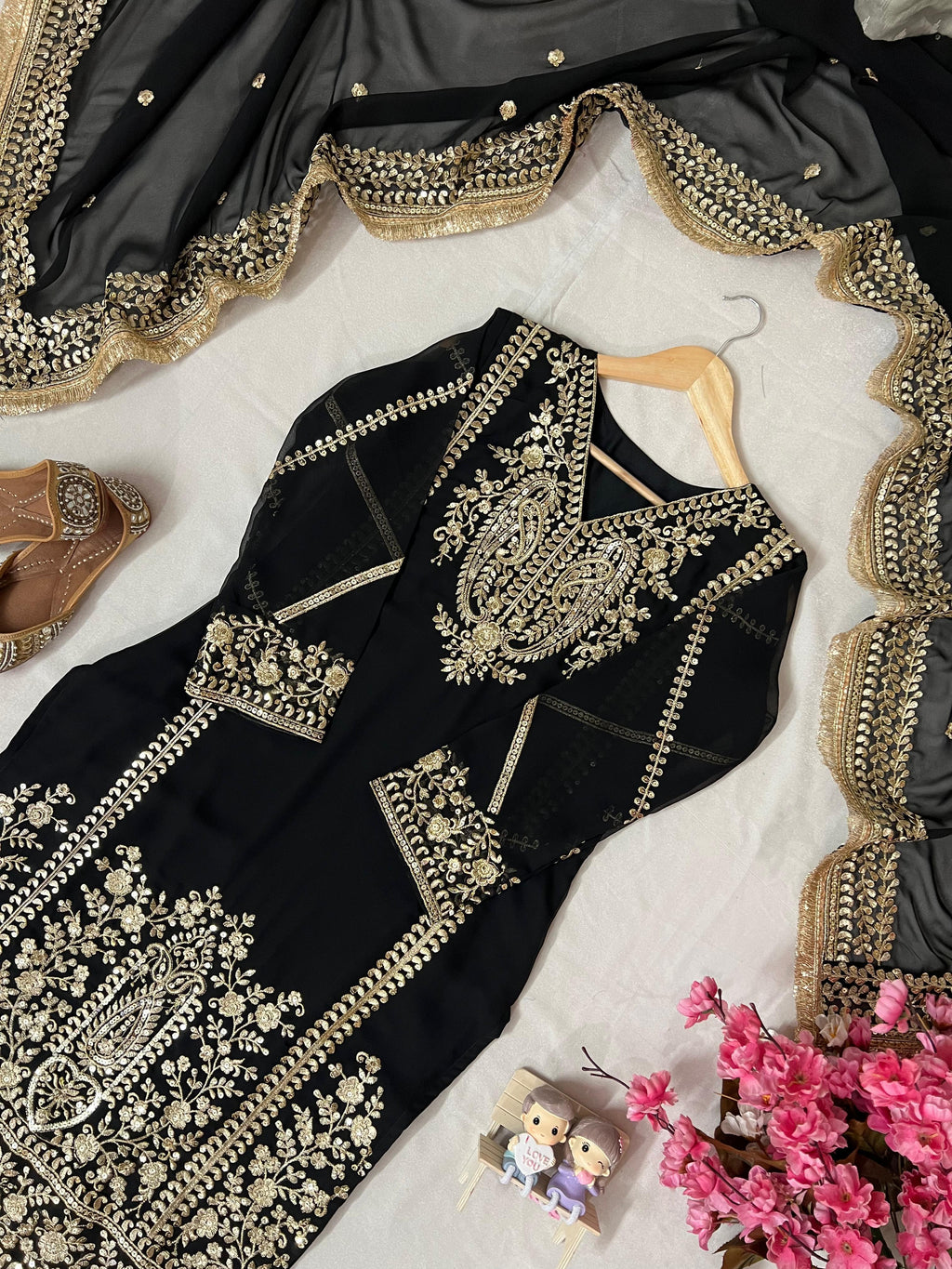 Celebrity Krystal DSouza Black Ready to wear georgette Suit set