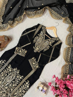 Celebrity Krystal DSouza Black Ready to wear georgette Suit set
