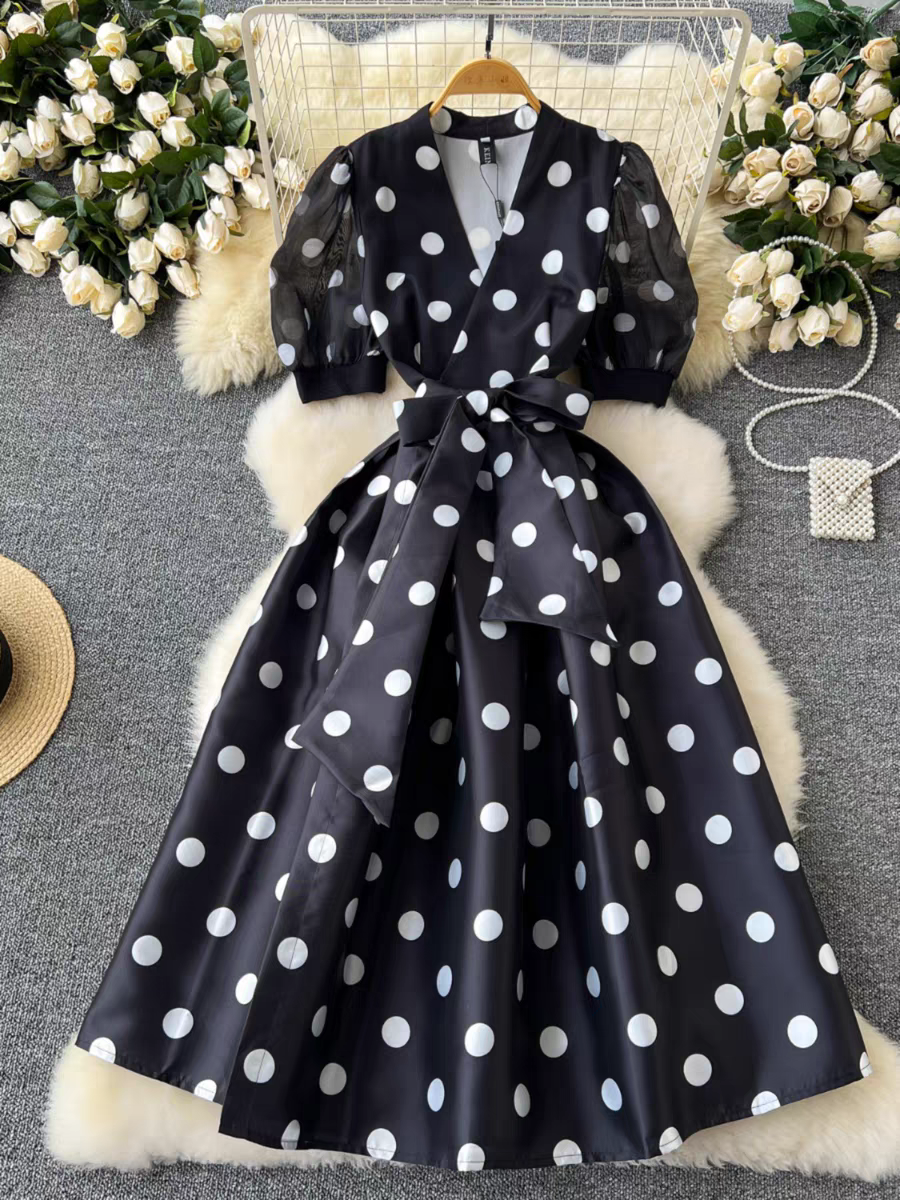 Taylor Summer Luxury French Polka Dress - 24th Spoke